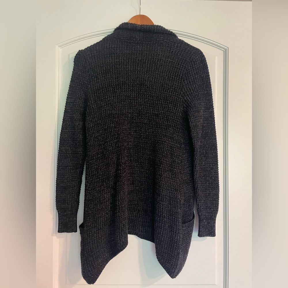 Market & Spruce Open-Front Shawl Cardigan - Charcoal Cotton Wool Blend M - Picture 5 of 8